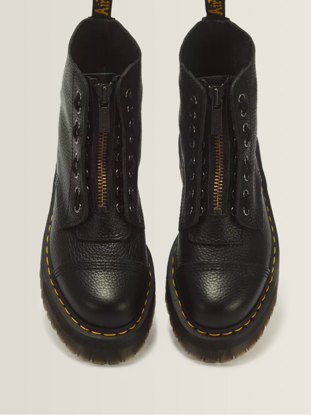 Dr Martens Sinclair Black Leather Platform Zip-Front Women's Boots - size 6.5